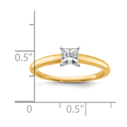 14K Bicolor 0,5 ct. Zertifizierter Laborgezüchteter Diamant VS/SI+ G+ Princess-Solitär-Verlobungsring