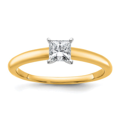 14K Bicolor 0,5 ct. Zertifizierter Laborgezüchteter Diamant VS/SI+ G+ Princess-Solitär-Verlobungsring