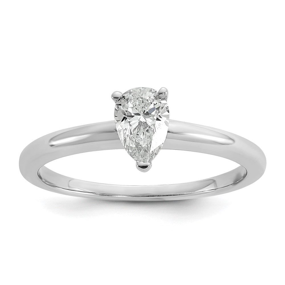 14K Weißgold Solitär-Verlobungsring mit 0,5 ct. laborgezüchtetem Diamant im Tropfenschliff, VS/SI+ G+