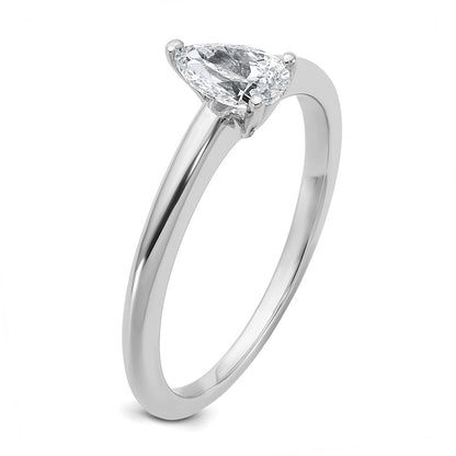 14K Weißgold Verlobungsring mit 0,5 ct. zertifiziertem, laborgezüchtetem Diamanten VS/SI+ G+, Birnenschliff, Solitär