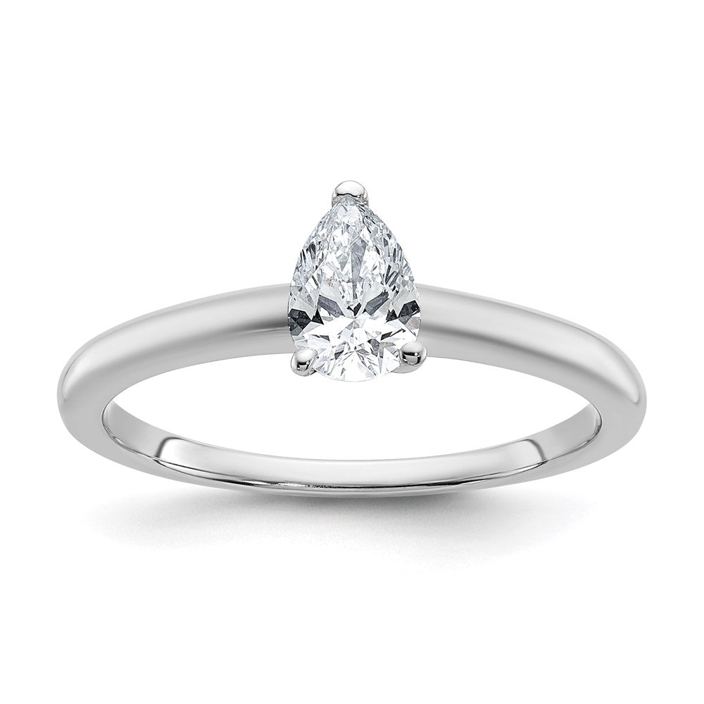 14K Weißgold Solitär-Verlobungsring mit 0,5 ct. laborgezüchtetem Diamant im Tropfenschliff, VS/SI+ G+