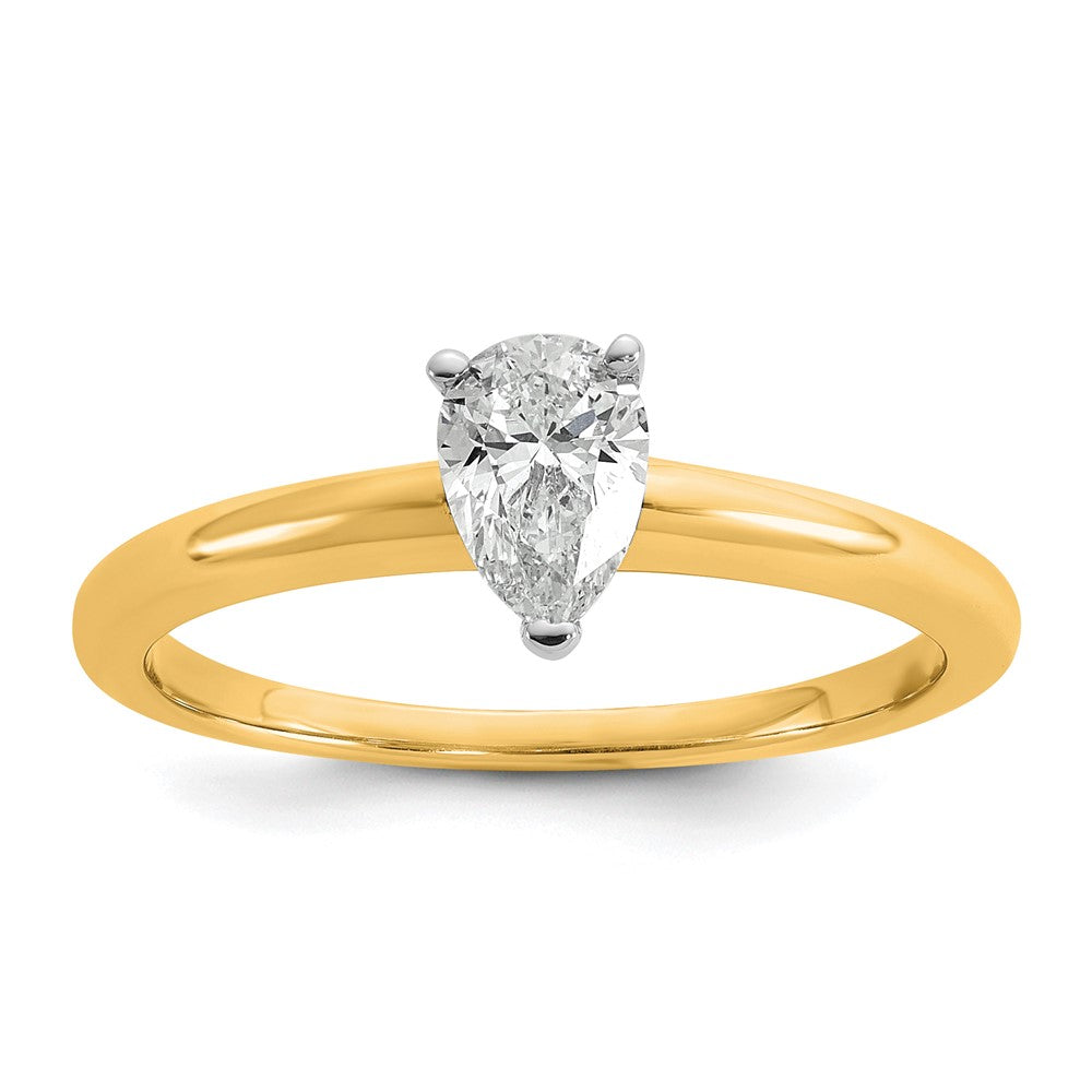 14K Bicolor Verlobungsring mit 0,5 ct. im Birnenschliff, laborgezüchteter Diamant-Solitär, VS/SI+ G+