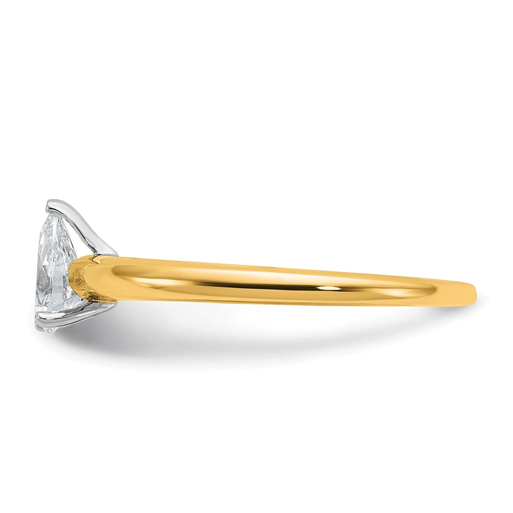 14K Bicolor Verlobungsring mit 0,5 ct. im Birnenschliff, laborgezüchteter Diamant-Solitär, VS/SI+ G+