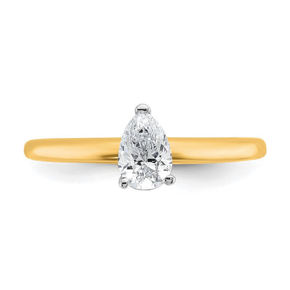 14K Bicolor Verlobungsring mit 0,5 ct. zertifiziertem, im Labor gezüchtetem Diamant VS/SI+ G+ im Birnenschliff, Solitär