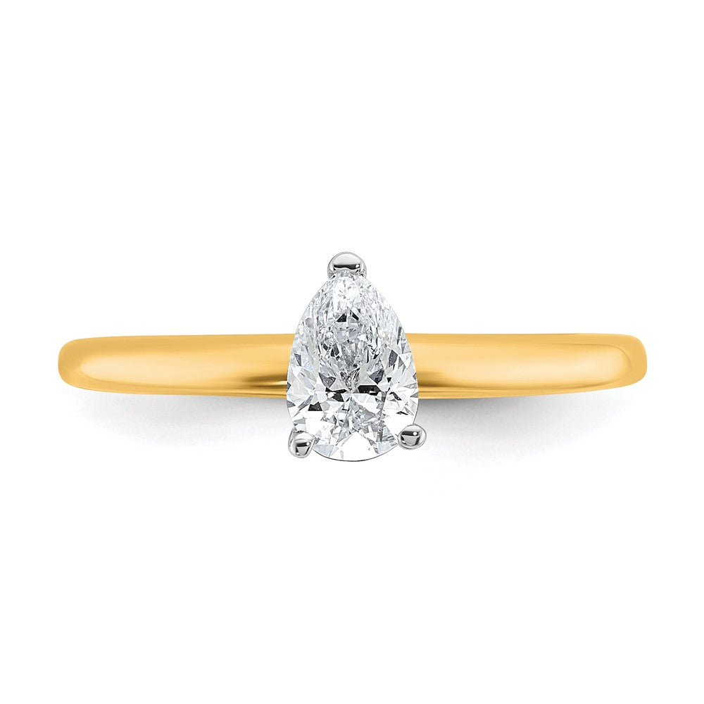 14K Bicolor Verlobungsring mit 0,5 ct. im Birnenschliff, laborgezüchteter Diamant-Solitär, VS/SI+ G+