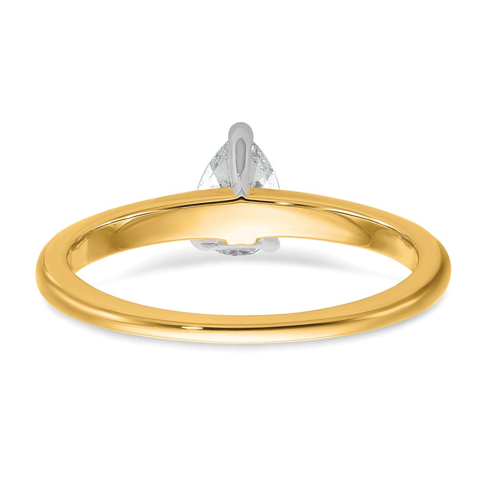 14K Bicolor Verlobungsring mit 0,5 ct. zertifiziertem, im Labor gezüchtetem Diamant VS/SI+ G+ im Birnenschliff, Solitär