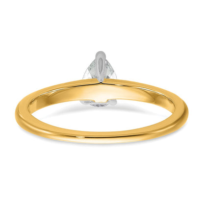 14K Bicolor Verlobungsring mit 0,5 ct. im Birnenschliff, laborgezüchteter Diamant-Solitär, VS/SI+ G+