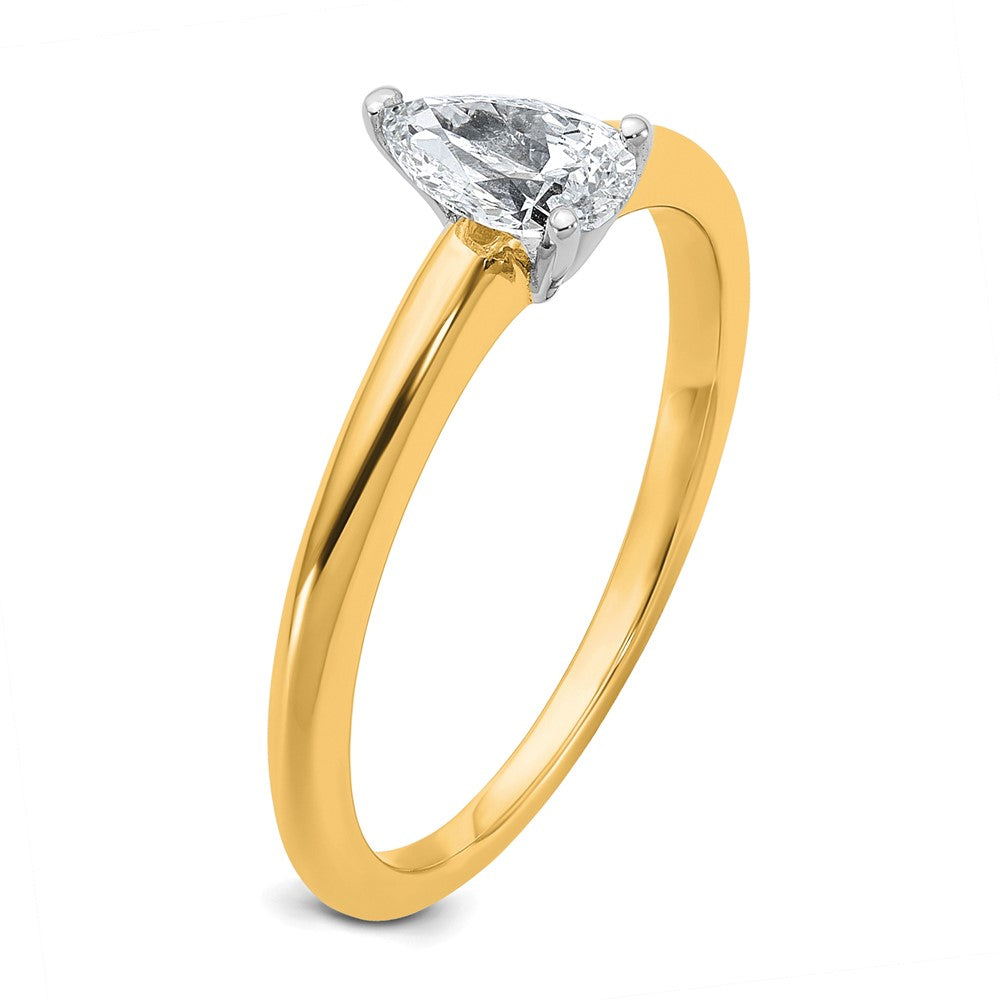 14K Bicolor Verlobungsring mit 0,5 ct. zertifiziertem, im Labor gezüchtetem Diamant VS/SI+ G+ im Birnenschliff, Solitär