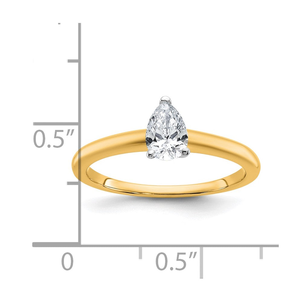 14K Bicolor Verlobungsring mit 0,5 ct. im Birnenschliff, laborgezüchteter Diamant-Solitär, VS/SI+ G+