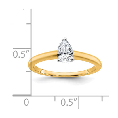 14K Bicolor Verlobungsring mit 0,5 ct. im Birnenschliff, laborgezüchteter Diamant-Solitär, VS/SI+ G+