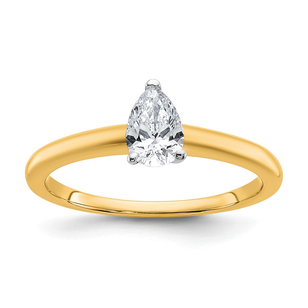 14K Bicolor Verlobungsring mit 0,5 ct. zertifiziertem, im Labor gezüchtetem Diamant VS/SI+ G+ im Birnenschliff, Solitär