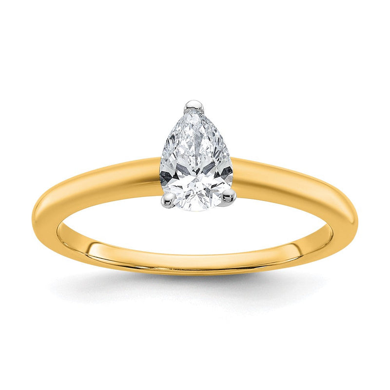 14K Bicolor Verlobungsring mit 0,5 ct. im Birnenschliff, laborgezüchteter Diamant-Solitär, VS/SI+ G+