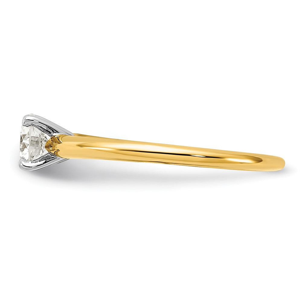 14K Bicolor 0,5 ct. zertifizierter Laborgezüchteter Diamant VS/SI+ G+ Rund Solitär Verlobungsring