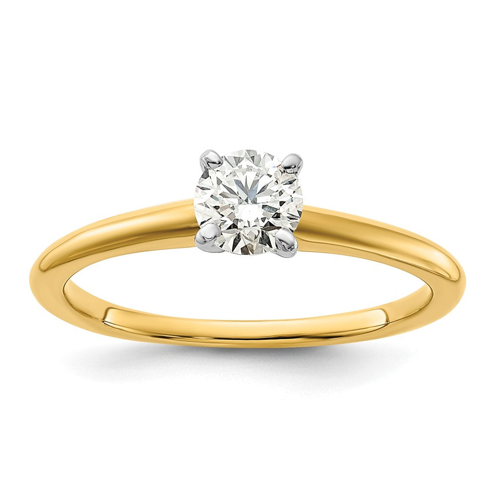 14K Weiß-/Roségold Zweifarbiger 0,5 ct. Laborgezüchteter Diamant VS+ F+ Rund Solitär Verlobungsring