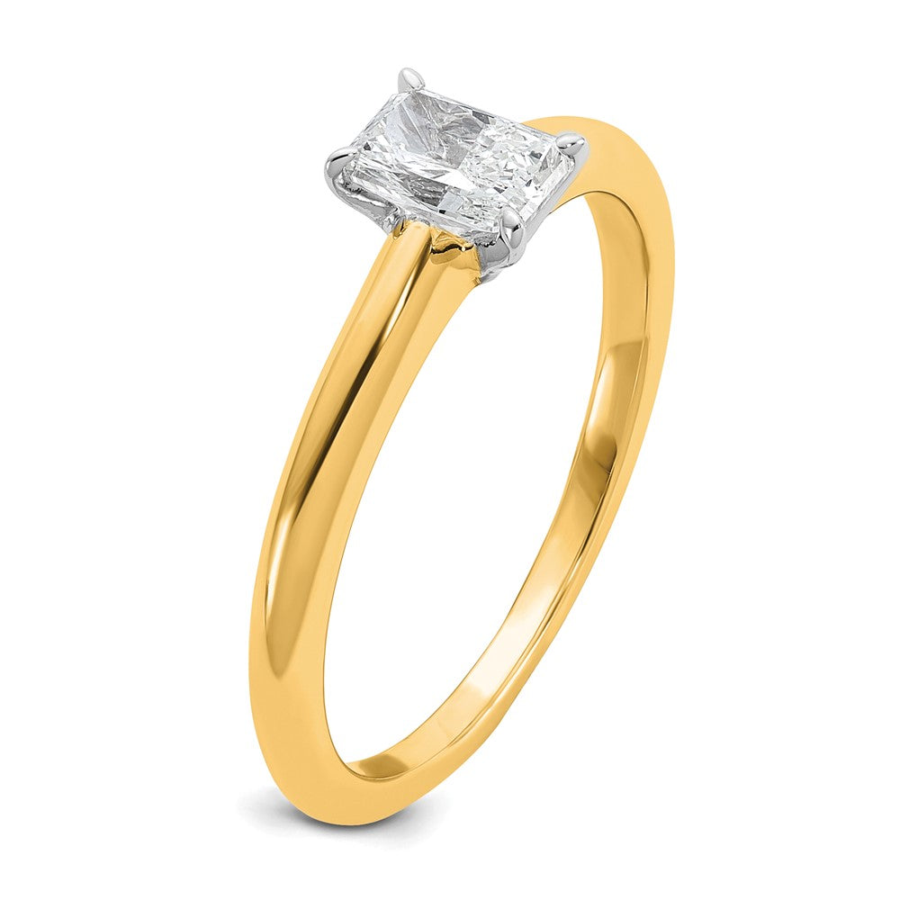 14K Bicolor Verlobungsring mit 0,5 ct. im Radiant-Schliff, im Labor gezüchteter Solitär-Diamant VS/SI+ G+