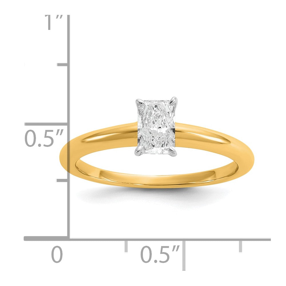 14K Bicolor Verlobungsring mit 0,5 ct. im Radiant-Schliff, im Labor gezüchteter Solitär-Diamant VS/SI+ G+
