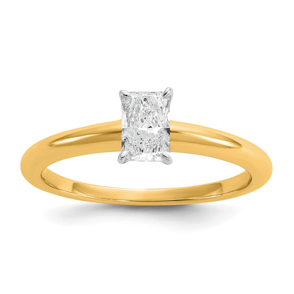 14K Bicolor Verlobungsring mit 0,5 ct. im Radiant-Schliff, im Labor gezüchteter Solitär-Diamant VS/SI+ G+