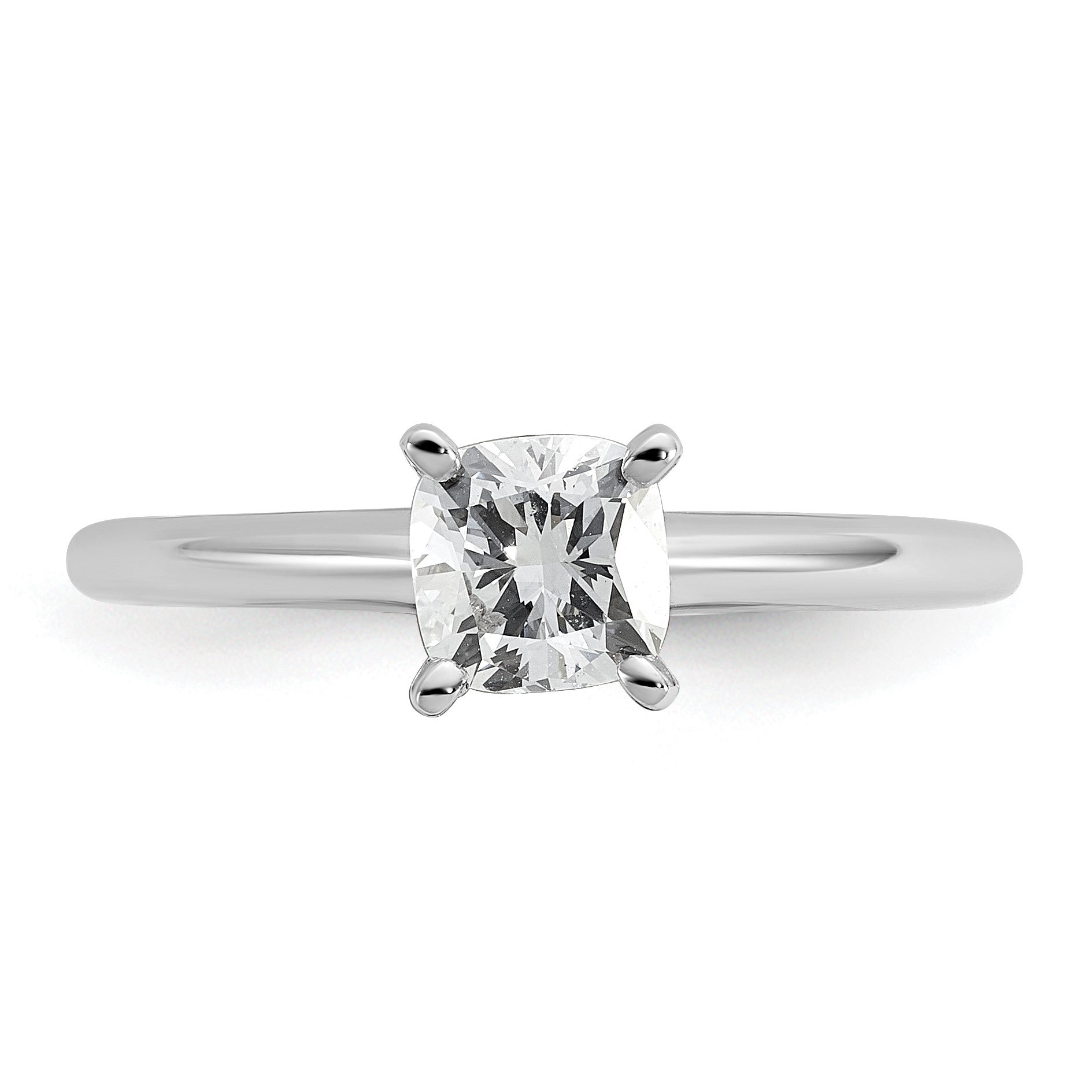 14K Weißgold Verlobungsring mit 0,75 ct. laborgezüchtetem Diamant VS/SI+ G+ im Kissenschliff, Solitär