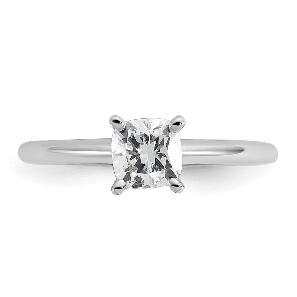14K Weißgold Verlobungsring mit 0,75 ct. laborgezüchtetem Diamant VS/SI+ G+ im Kissenschliff, Solitär