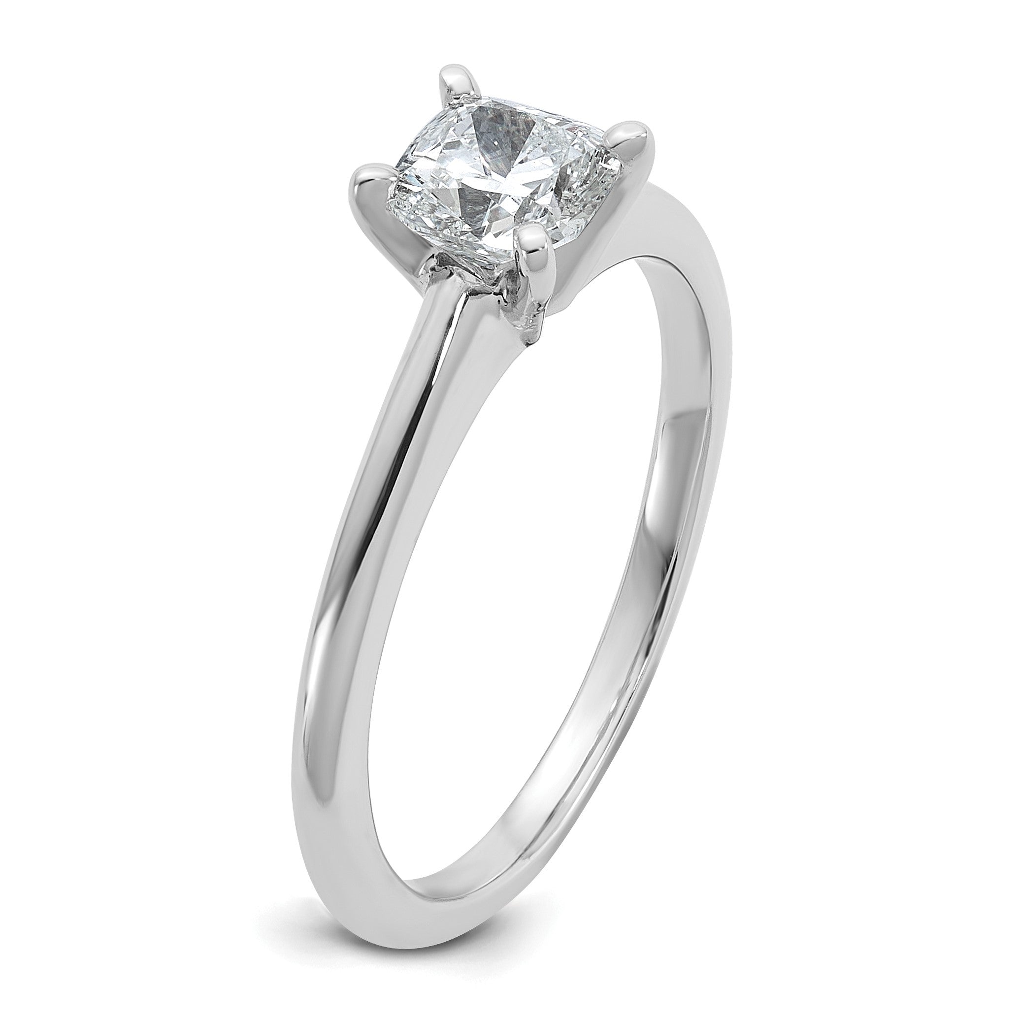 14K Weißgold Verlobungsring mit 0,75 ct. laborgezüchtetem Diamant VS/SI+ G+ im Kissenschliff, Solitär