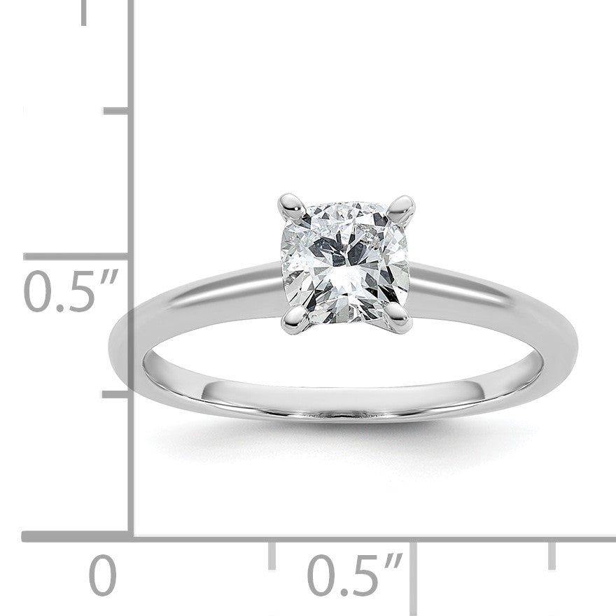 14K Weißgold Verlobungsring mit 0,75 ct. laborgezüchtetem Diamant VS/SI+ G+ im Kissenschliff, Solitär