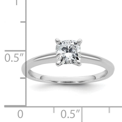 14K Weißgold Verlobungsring mit 0,75 ct. laborgezüchtetem Diamant VS/SI+ G+ im Kissenschliff, Solitär