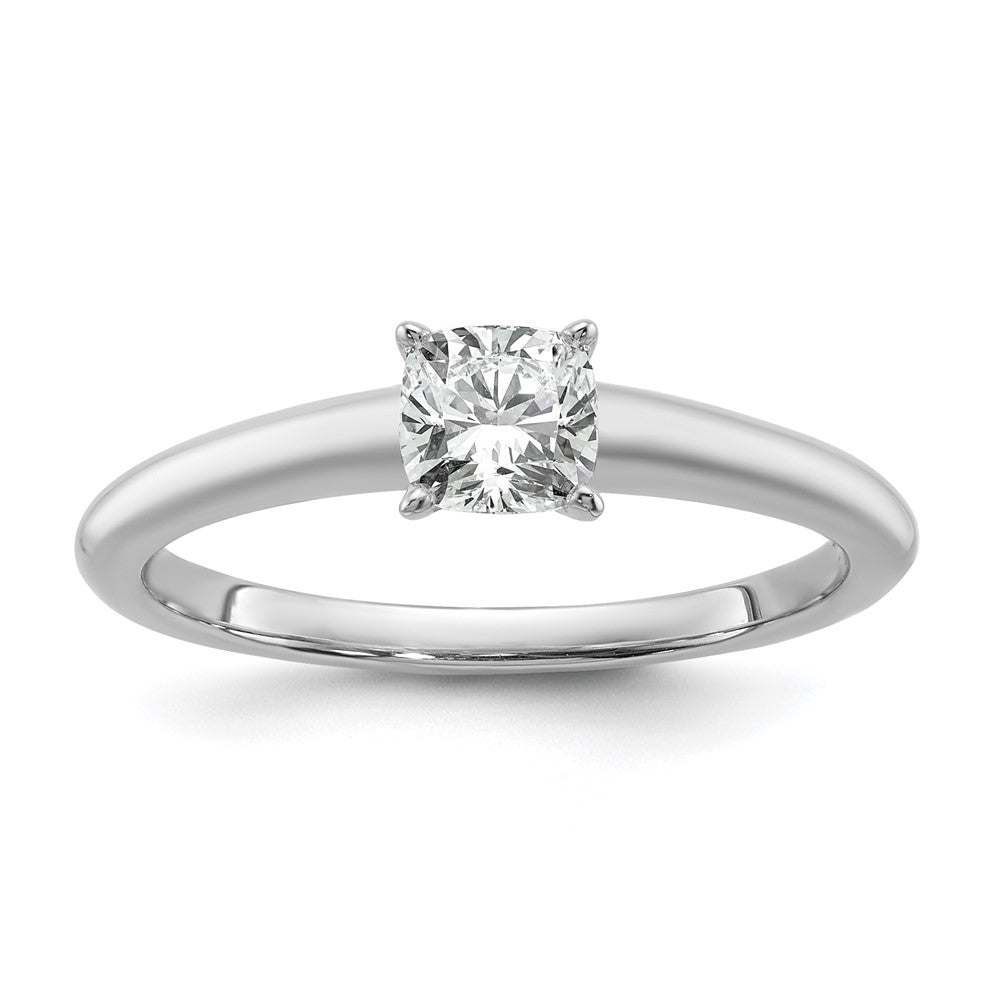 14K Weißgold Verlobungsring mit 0,75 ct. laborgezüchtetem Diamant VS/SI+ G+ im Kissenschliff, Solitär