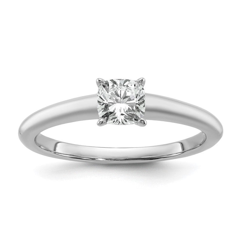 14K Weißgold Verlobungsring mit 0,75 ct. laborgezüchtetem Diamant VS/SI+ G+ im Kissenschliff, Solitär