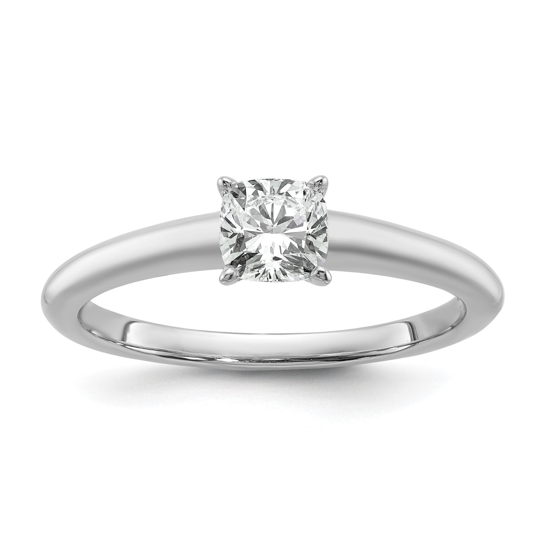 14K Weißgold Verlobungsring mit 0,75 ct. laborgezüchtetem Diamant VS/SI+ G+ im Kissenschliff, Solitär