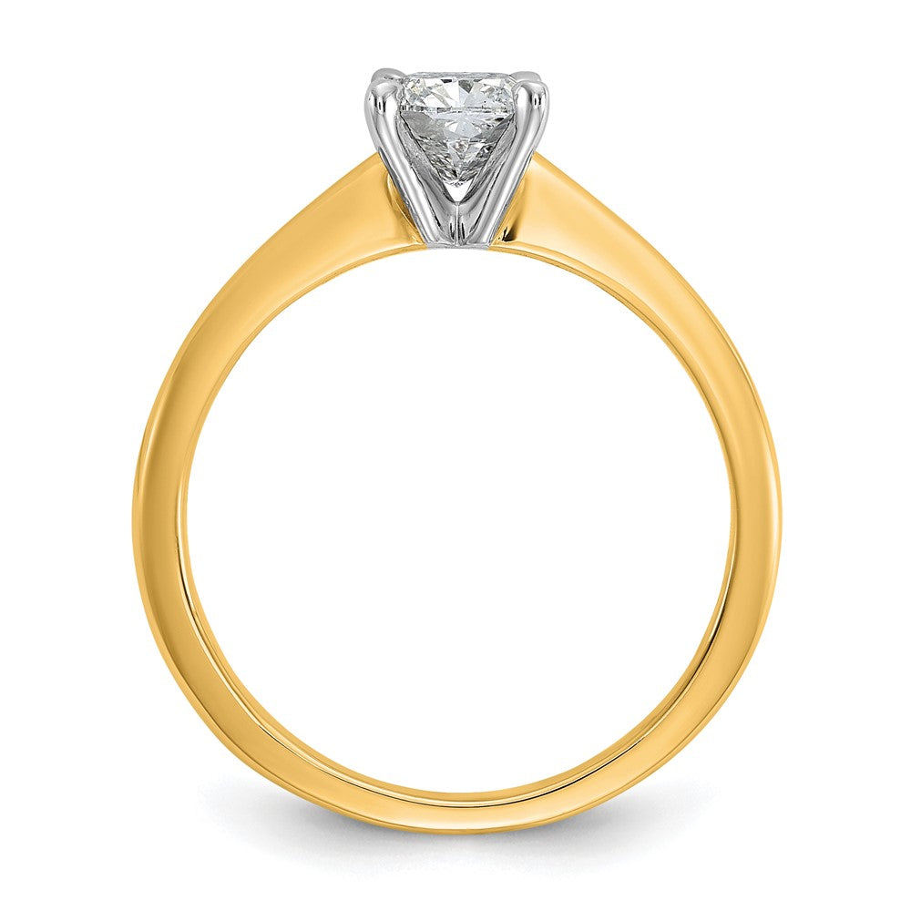 14K Bicolor Verlobungsring mit 0,75 ct. zertifiziertem, im Labor gezüchtetem Diamant VS/SI+ G+ im Kissenschliff, Solitär