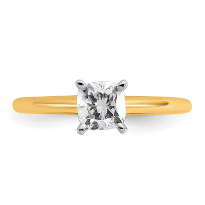 14K Bicolor Verlobungsring mit 0,75 ct. zertifiziertem, im Labor gezüchtetem Diamant VS/SI+ G+ im Kissenschliff, Solitär