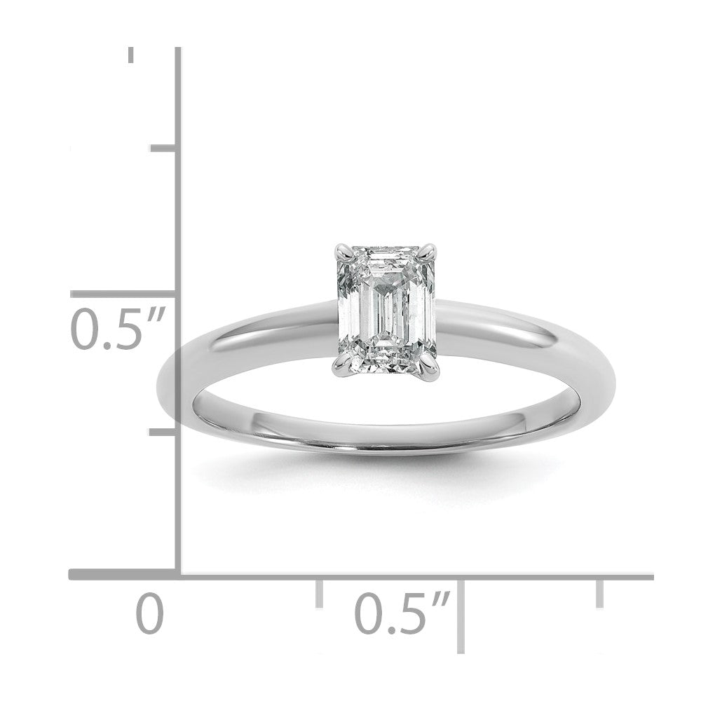 14K Weißgold 0,75 ct. zertifizierter, im Labor gezüchteter Diamant VS/SI+ G+ Smaragdschliff Solitär-Verlobungsring