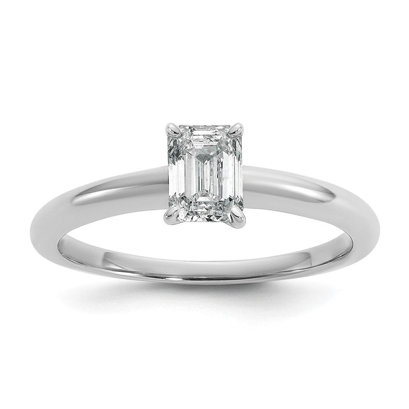 14K Weißgold 0,75 ct. zertifizierter, im Labor gezüchteter Diamant VS/SI+ G+ Smaragdschliff Solitär-Verlobungsring