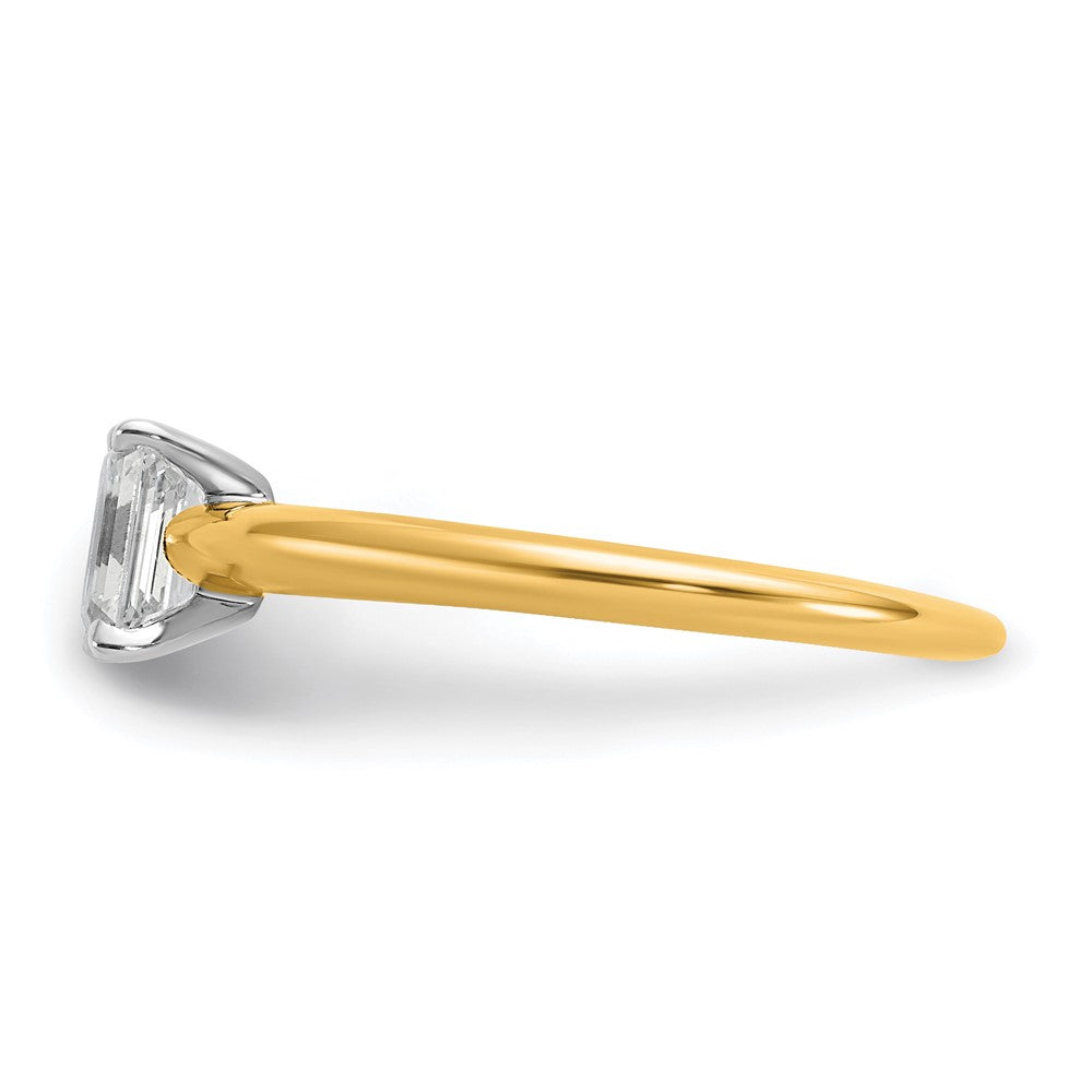 14K Bicolor 0,75 ct. Laborgezüchteter Diamant VS/SI+ G+ Smaragd-Solitär-Verlobungsring