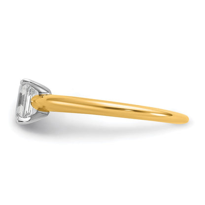 14K Bicolor 0,75 ct. zertifizierter im Labor gezüchteter Diamant VS/SI+ G+ Smaragdschliff Solitär Verlobungsring
