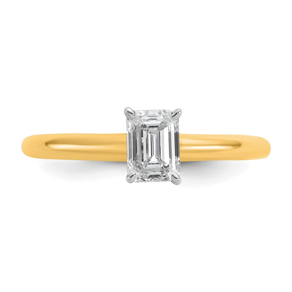 14K Bicolor 0,75 ct. Laborgezüchteter Diamant VS/SI+ G+ Smaragd-Solitär-Verlobungsring