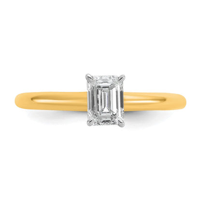 14K Bicolor 0,75 ct. Laborgezüchteter Diamant VS/SI+ G+ Smaragd-Solitär-Verlobungsring