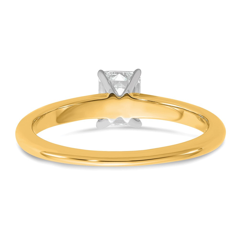 14K Bicolor 0,75 ct. zertifizierter im Labor gezüchteter Diamant VS/SI+ G+ Smaragdschliff Solitär Verlobungsring