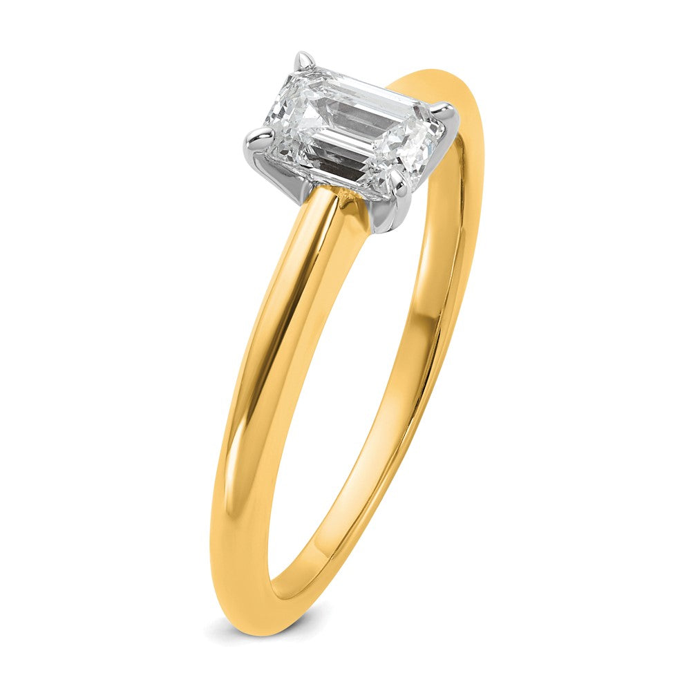 14K Bicolor 0,75 ct. Laborgezüchteter Diamant VS/SI+ G+ Smaragd-Solitär-Verlobungsring