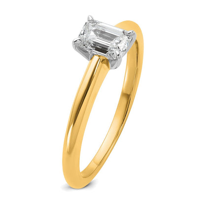 14K Bicolor 0,75 ct. zertifizierter im Labor gezüchteter Diamant VS/SI+ G+ Smaragdschliff Solitär Verlobungsring