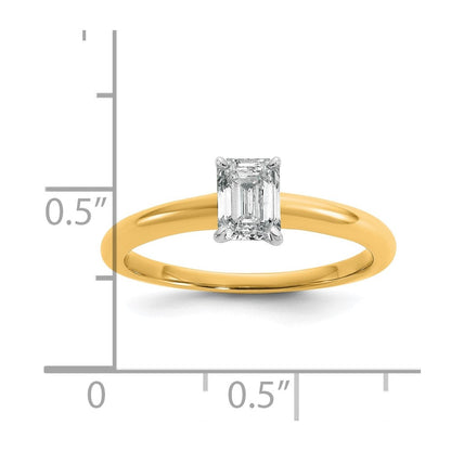 14K Bicolor 0,75 ct. Laborgezüchteter Diamant VS/SI+ G+ Smaragd-Solitär-Verlobungsring