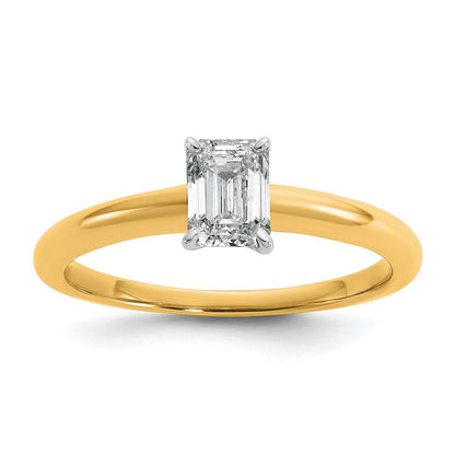 14K Bicolor 0,75 ct. Laborgezüchteter Diamant VS/SI+ G+ Smaragd-Solitär-Verlobungsring