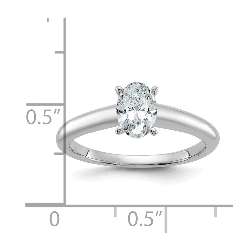 14K Weißgold Verlobungsring mit 0,75 ct. zertifizierten, im Labor gezüchteten Diamanten VS/SI+ G+ im Oval-Solitär-Schliff