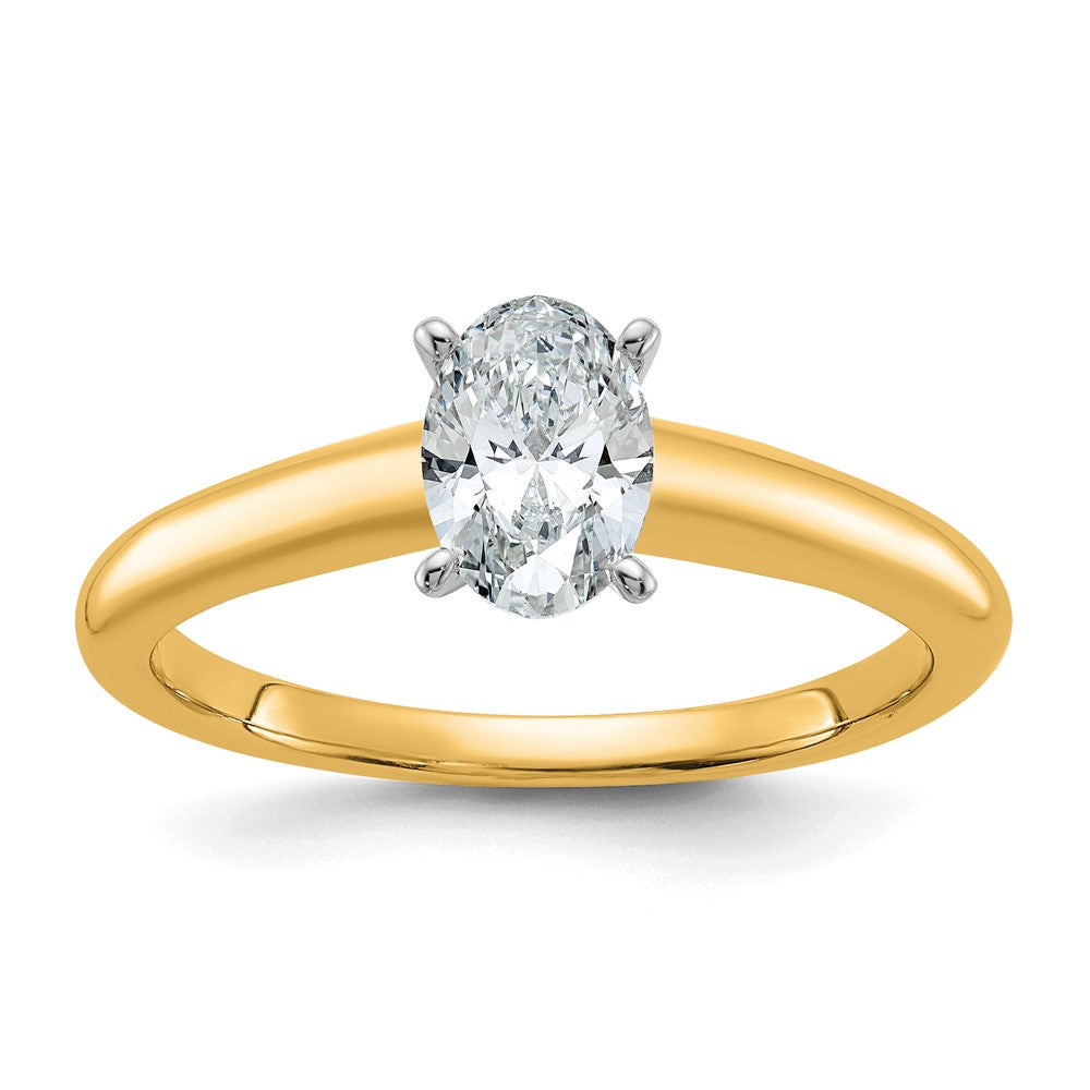 14K Weiß-/Roségold Zweiton-Solitärring mit ovalem, laborgezüchtetem Diamanten, 0,75 ct., VS/SI, FGH