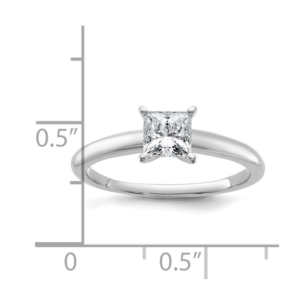 14K Weißgold 0,75 ct. zertifizierter im Labor gezüchteter Diamant VS/SI+ G+ Princess-Solitär-Verlobungsring