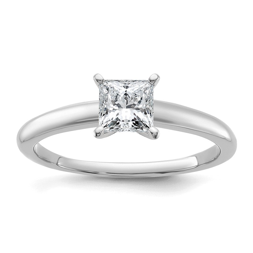 14K Weißgold 0,75 ct. zertifizierter im Labor gezüchteter Diamant VS/SI+ G+ Princess-Solitär-Verlobungsring