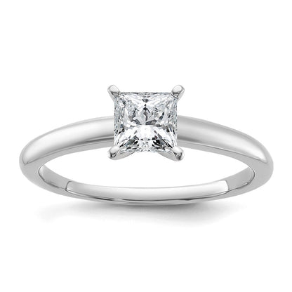 14K Weißgold 0,75 ct. zertifizierter im Labor gezüchteter Diamant VS/SI+ G+ Princess-Solitär-Verlobungsring