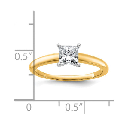 14K Bicolor Verlobungsring mit 0,75 ct. Labor-Diamant im Princess-Schliff, VS/SI+ G+, Solitär