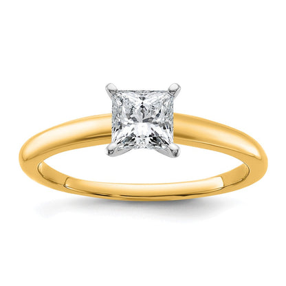 14K Bicolor Verlobungsring mit 0,75 ct. zertifiziertem, im Labor gezüchtetem Diamanten VS/SI+ G+ im Princess-Solitär-Schliff