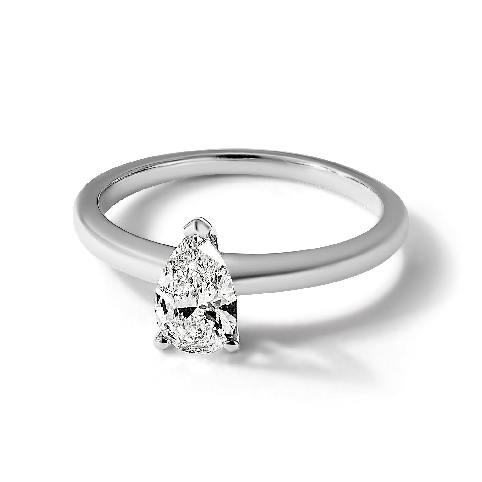 14K Weißgold Verlobungsring mit 0,75 ct. im Solitär-Design, Birnenschliff, Labor-gezüchteter Diamant, VS/SI+ G+